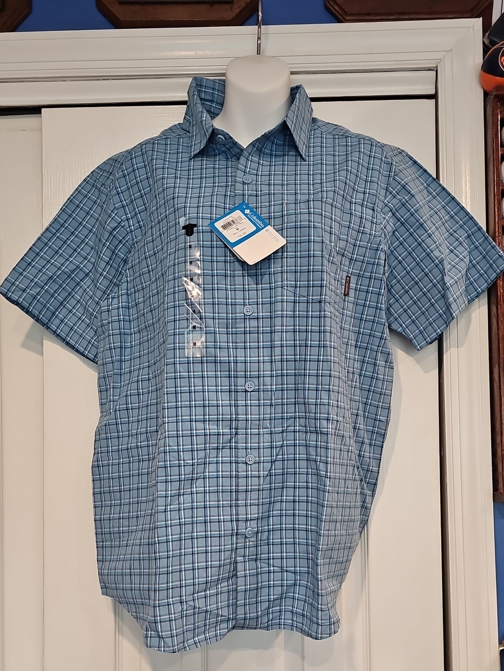 Columbia Blue Plaid Pine Marten S/S Shirt Sz M NWT $50
